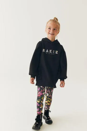 Baker by Ted Baker Floral Black Legging and Hoodie Set