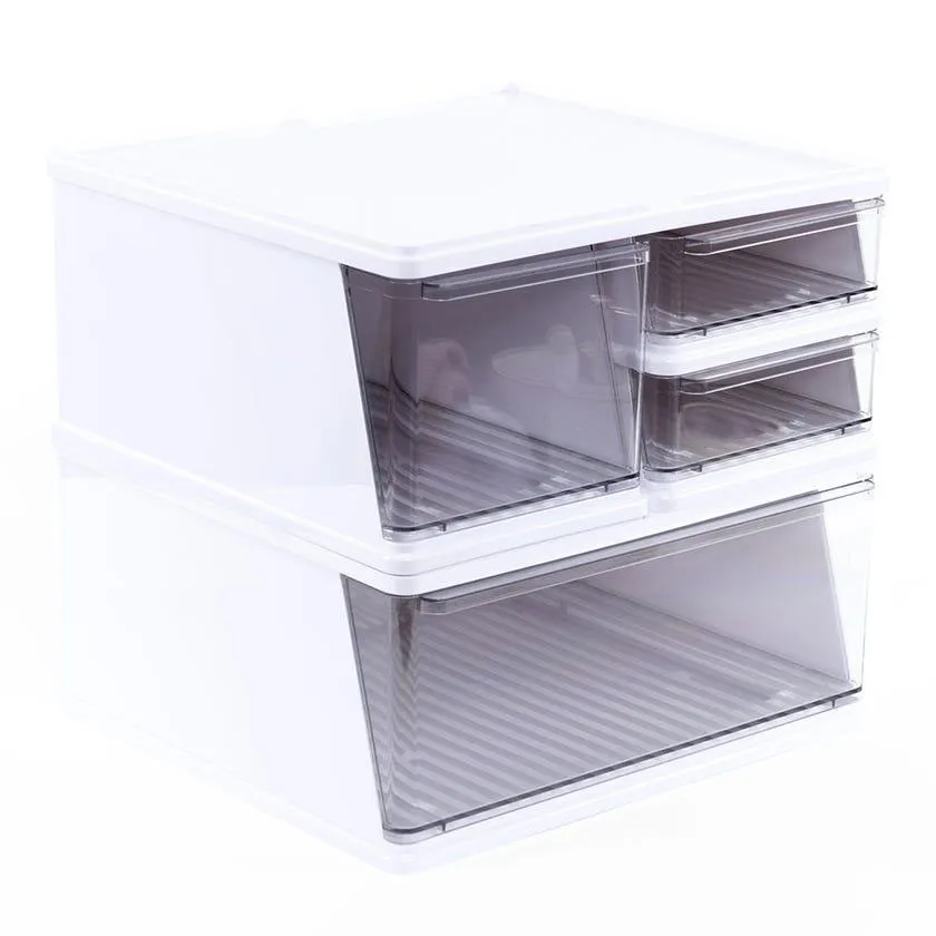 Plastic 2-Tier Cabinet, Clear & White - 41.1x38.7 cm