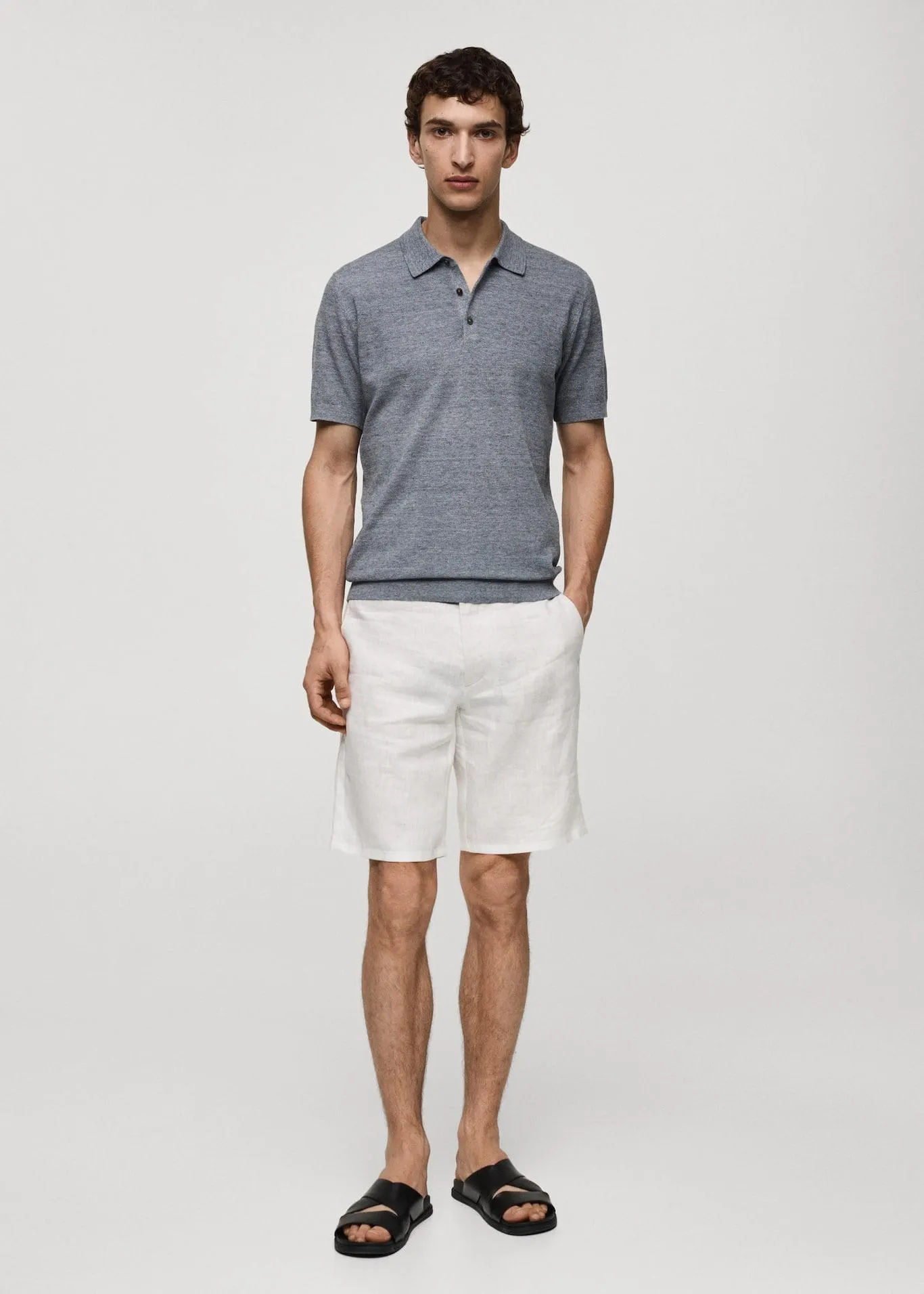 Short-sleeve knitted polo shirt