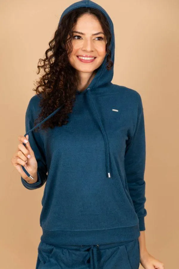Ladies Teal Hooded Lounge Top