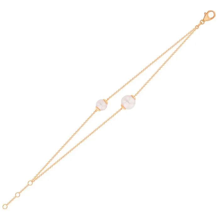 Kiku Glow Two Layered Bracelet in 18K Rose Gold With Two Freshwater Pearls