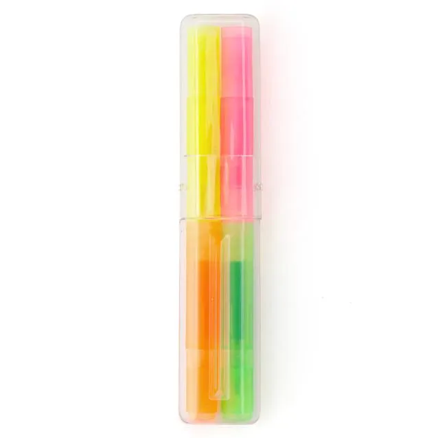 Aqueous Hexagonal 2-Color Twin Marker, Fluorescent 4 Colours, 2 Pieces