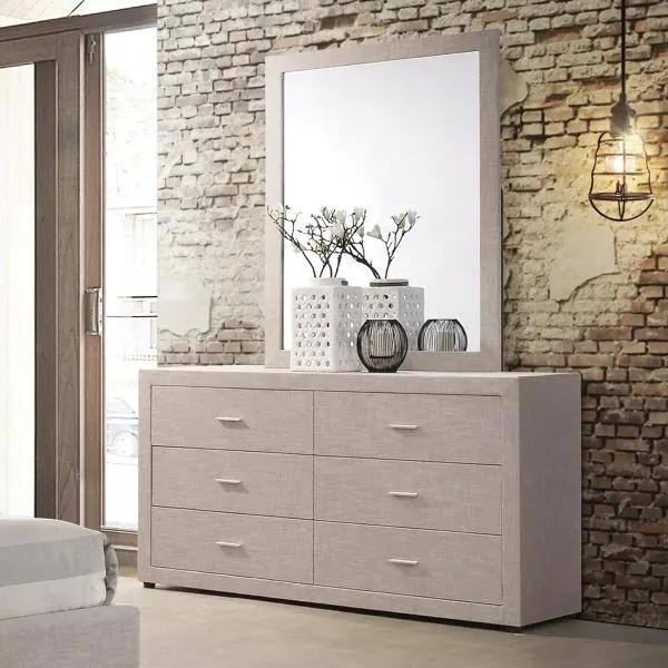 Alder Dresser with Mirror – Beige