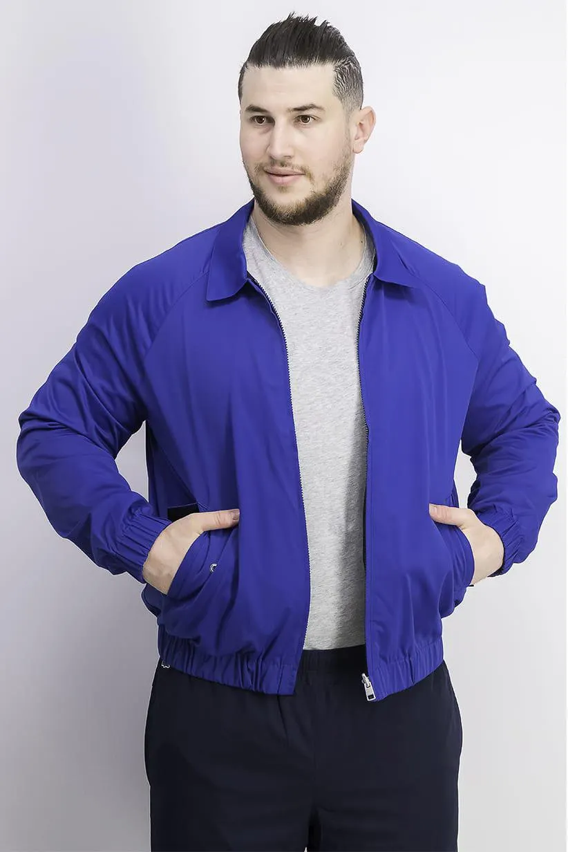 Men Solid Ottoman Jacket, Royal Blue