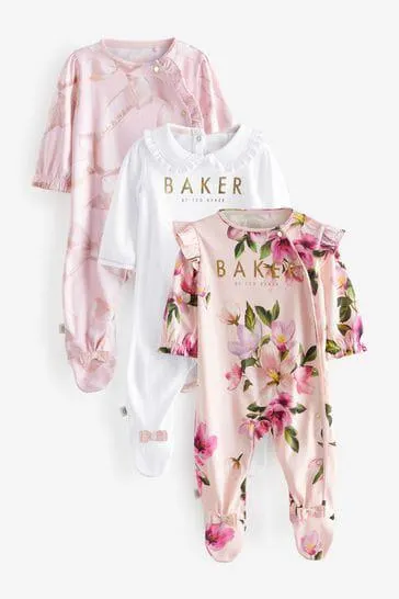 Baker by Ted Baker Pink Sleepsuit 3 Pack