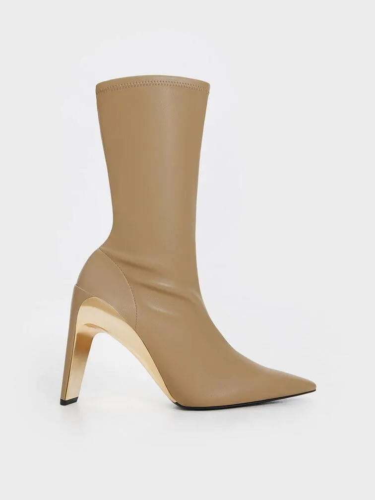 Devon Metallic Blade-Heel Ankle Boots