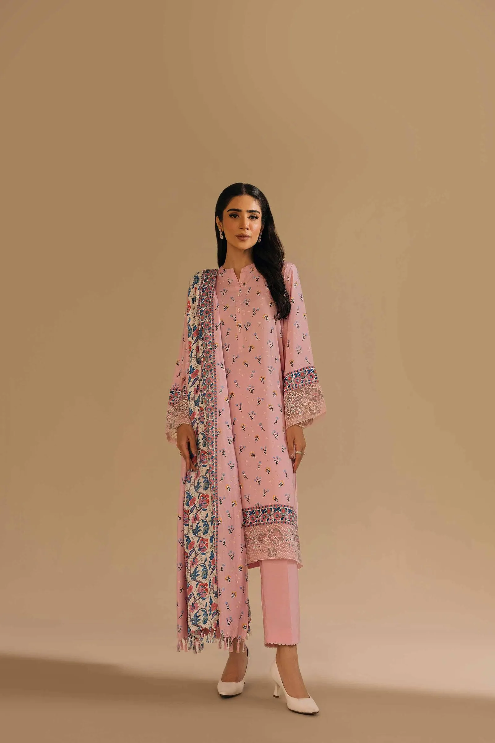 3 Piece - Printed Embroidered Suit - 42303159