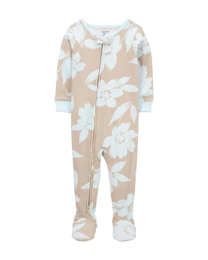 1-Piece Floral Print Sleeper Pyjamas