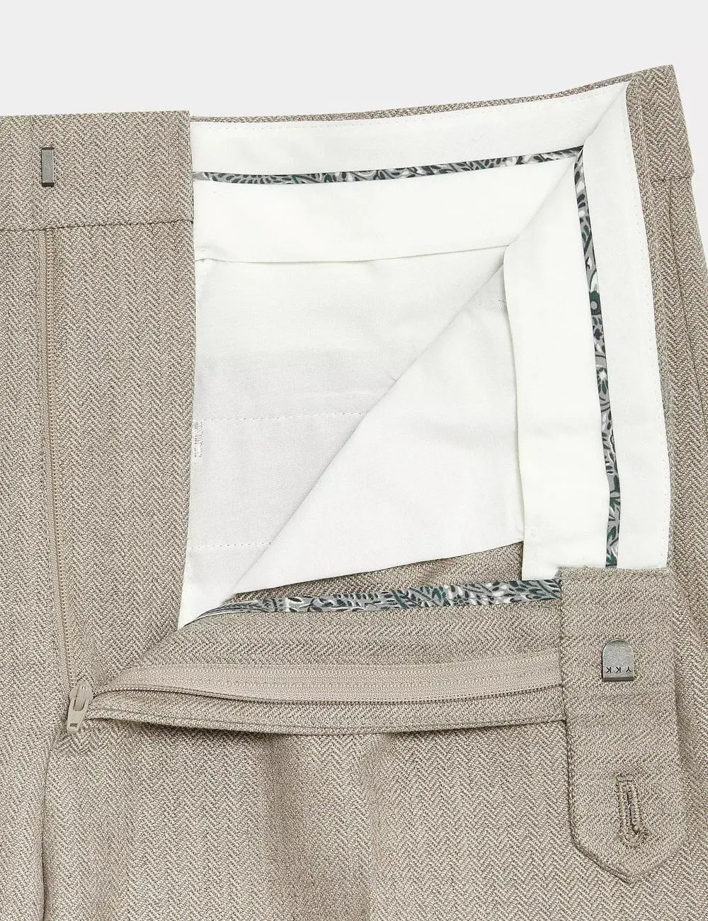 Slim Fit Wool Blend Herringbone Trousers