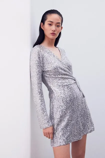 Sequined wrap dress