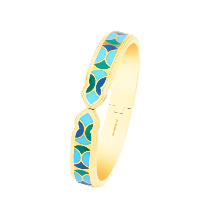 Casablanca Brass Bangle with Unique Multi-colored Motif 11mm
