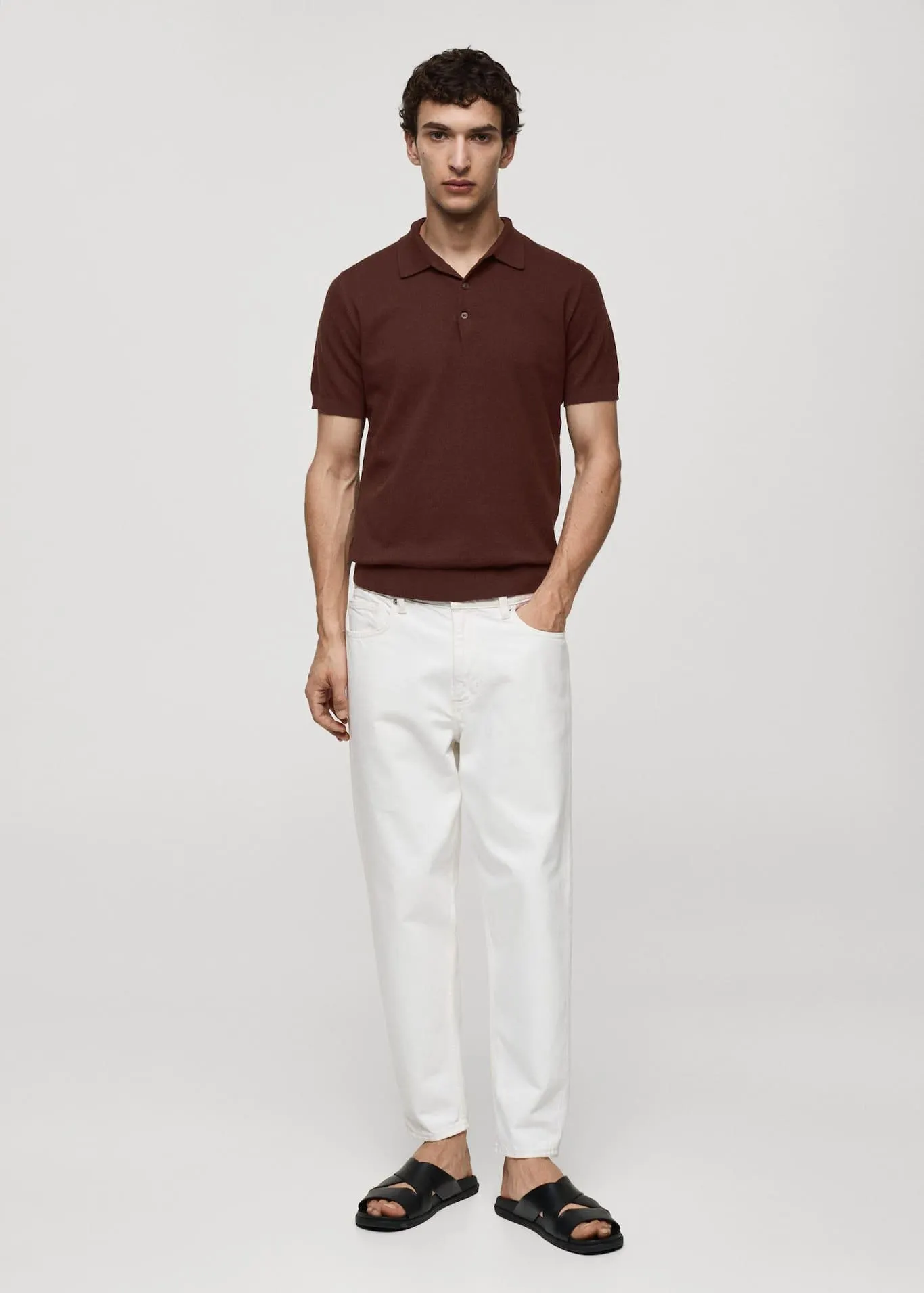 Short-sleeve knitted polo shirt