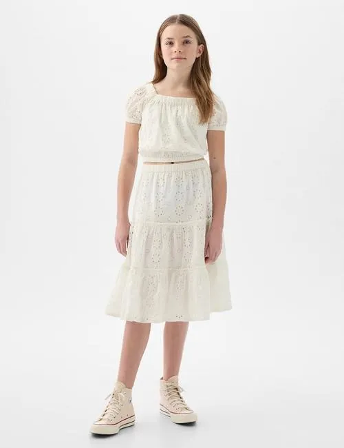 Kids Tiered Eyelet Skirt