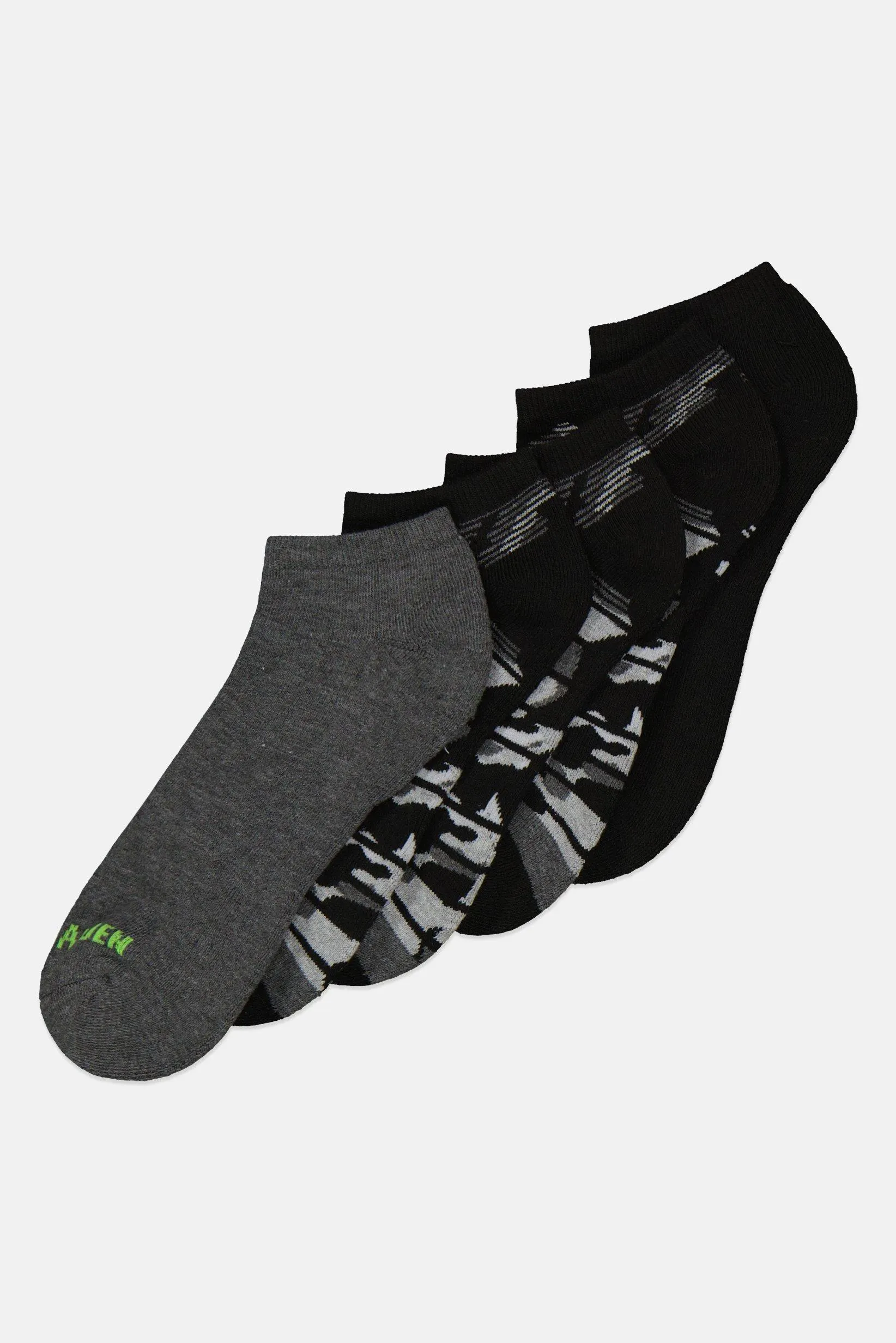 Men 8 Pairs Low Cut Socks, Black/Grey