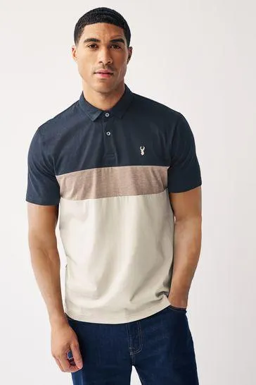 100% Cotton Short Sleeve Button Up Block Polo Shirt