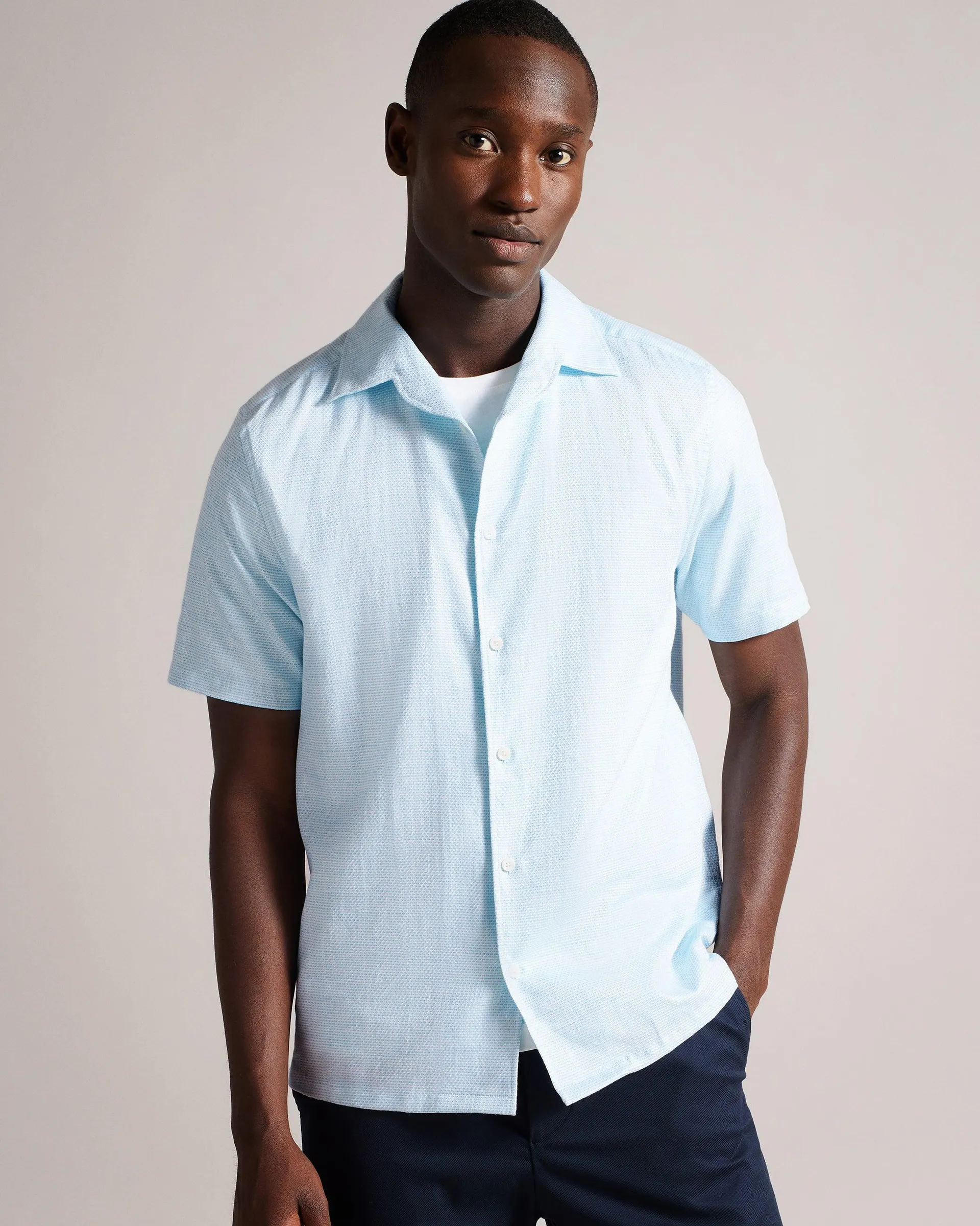 Textured Cotton And Linen Shirt