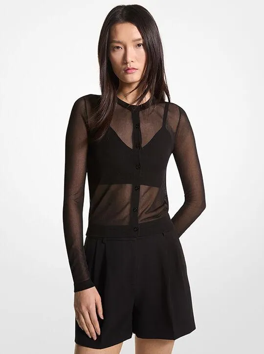 Viscose Blend Cropped Cardigan Top