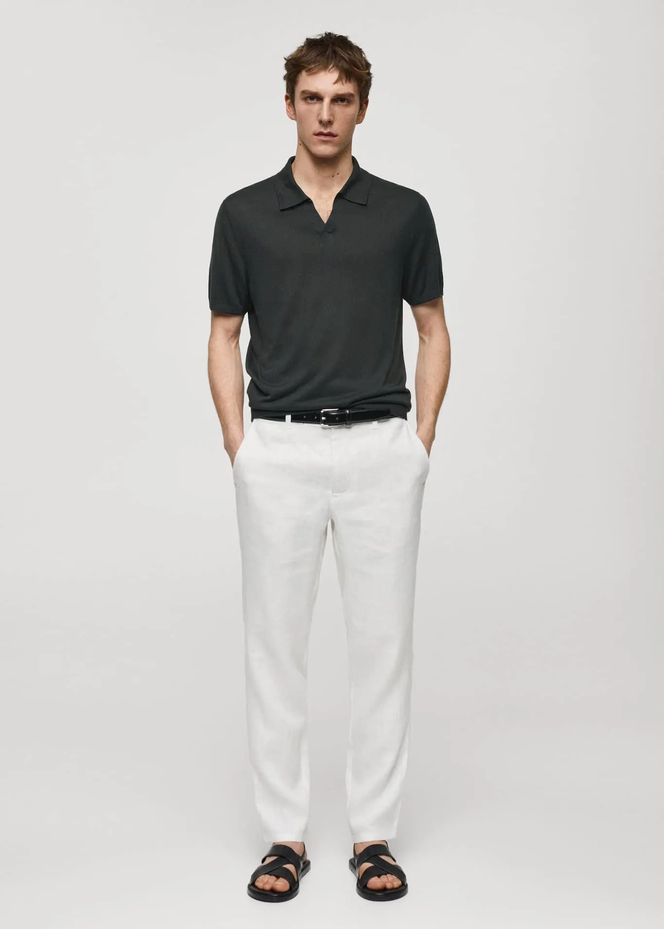 Short-sleeve knitted polo shirt