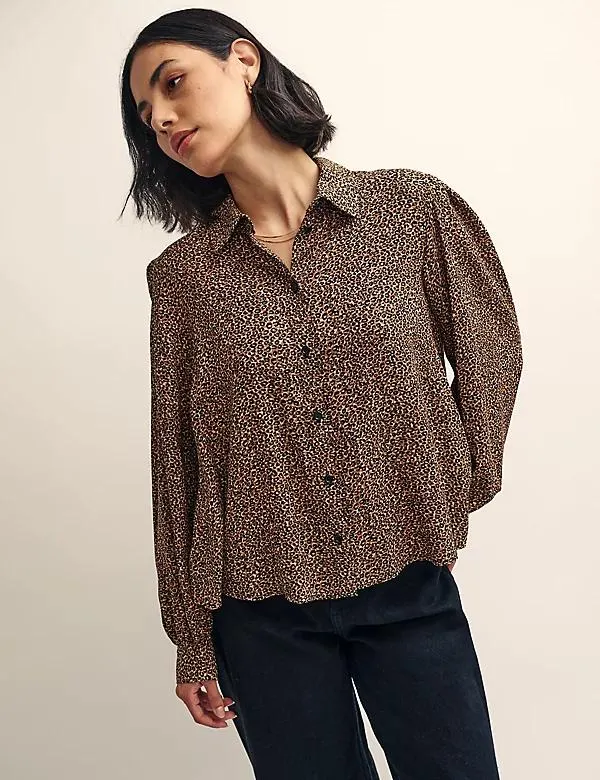 Animal Print Collared Shirt