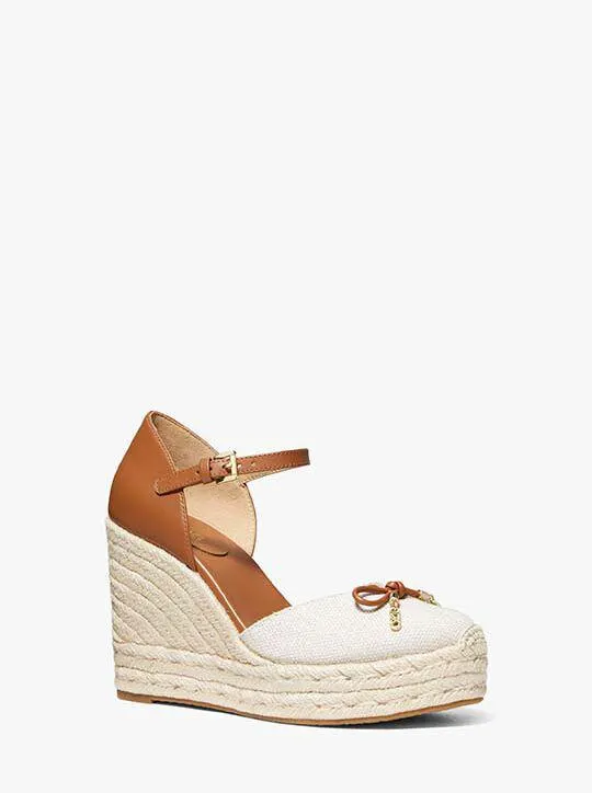 Nori Leather and Hemp Wedge Espadrille