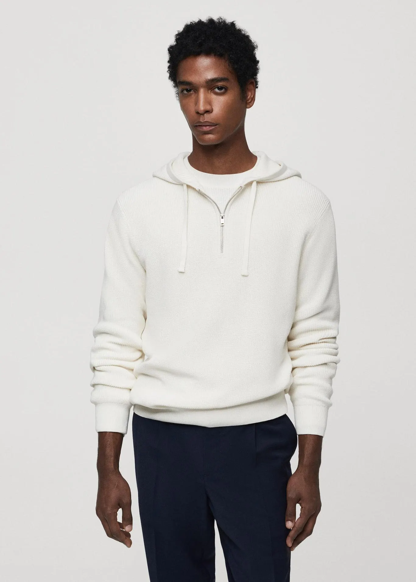 Hooded knit sweatshirt