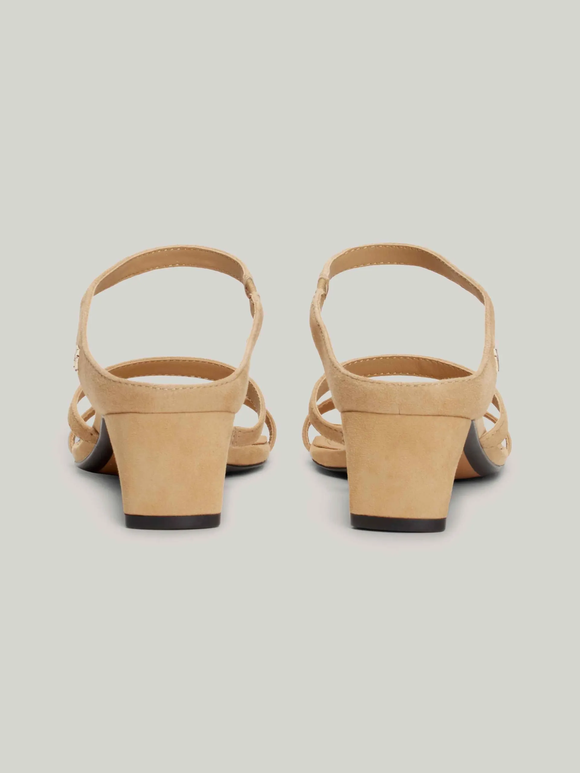 Suede Strap Mid-Heel Sandals