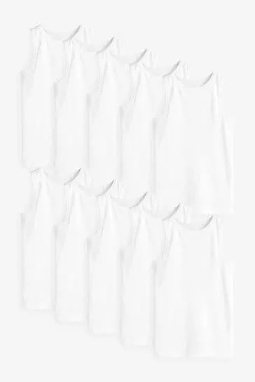 White Organic Cotton Vests 10 Pack (1.5-16yrs)