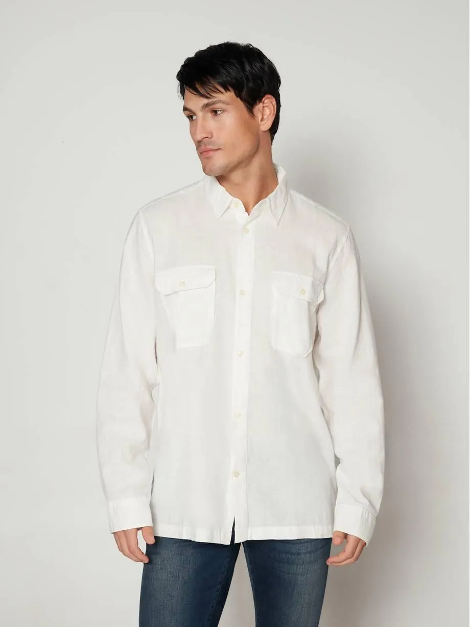 Linen-Blend Utility Shirt