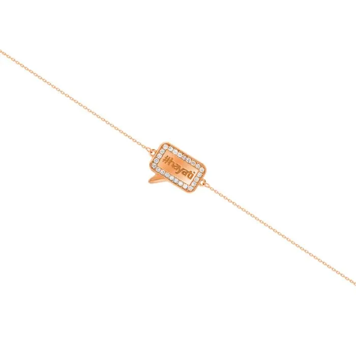HAYATI Bubble rectangular Diamond Border Adjustable Bracelet in 14k Rose Gold