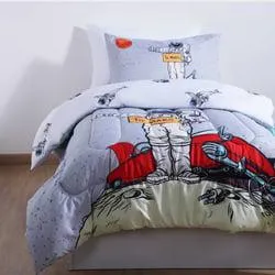 explorer astronaut 2-piece comforter set 150x200cm - grey