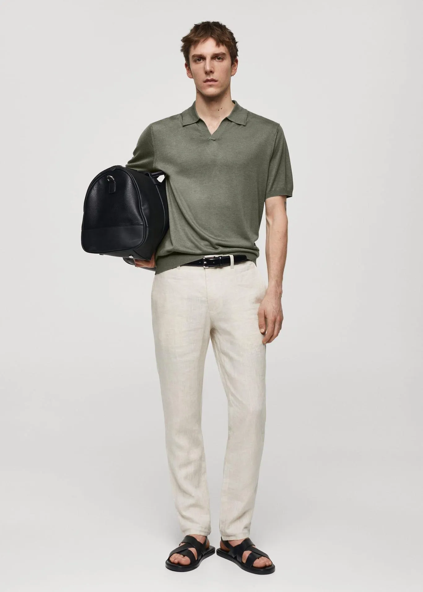 Short-sleeve knitted polo shirt