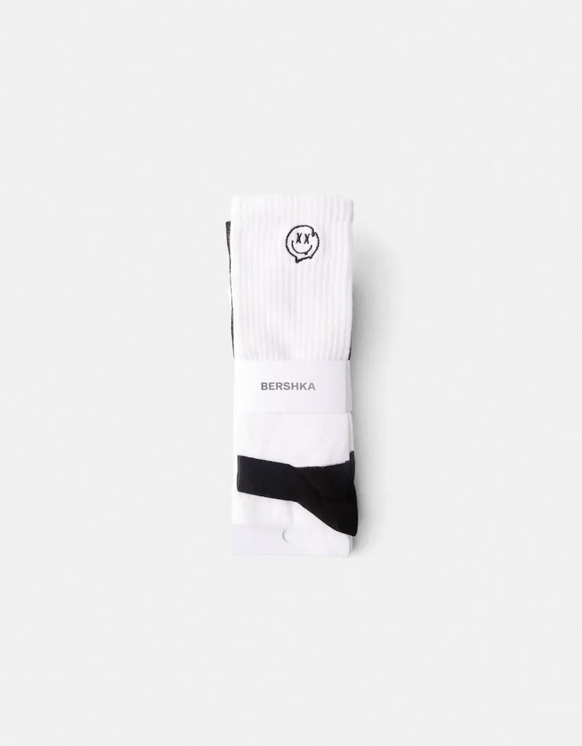 Pack of 3 pairs of embroidered socks