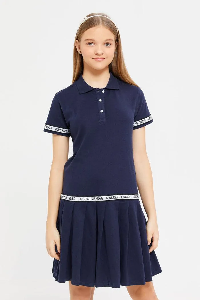 Senior Girls Navy Polo Pique Dress