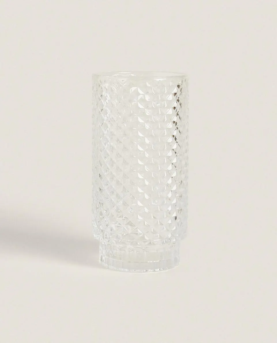 RAISED-DESIGN GLASS VASE