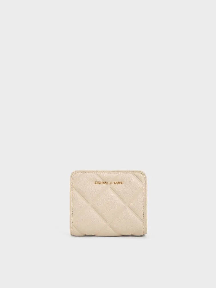 Anwen Quilted Zip-Around Wallet - Beige