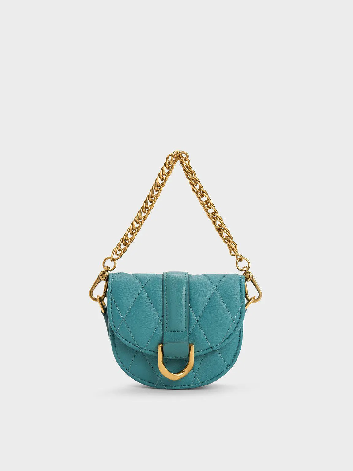 Micro Gabine Quilted Saddle Bag - Teal
