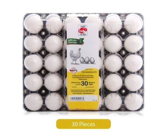 Al Ain Farms White Medium Eggs - 30 Pcs