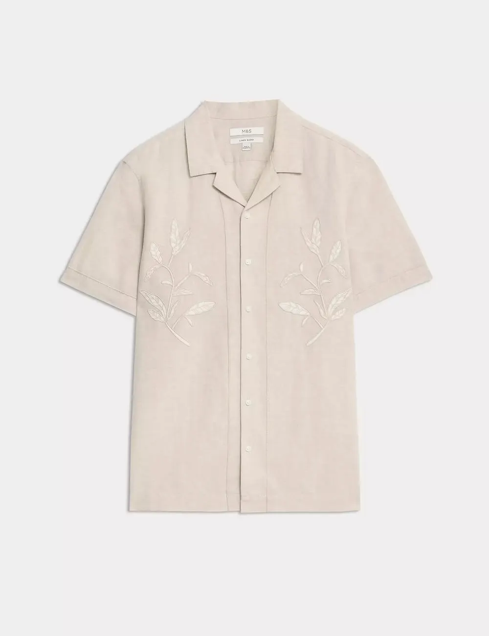Cotton Linen Blend Cuban Collar Shirt
