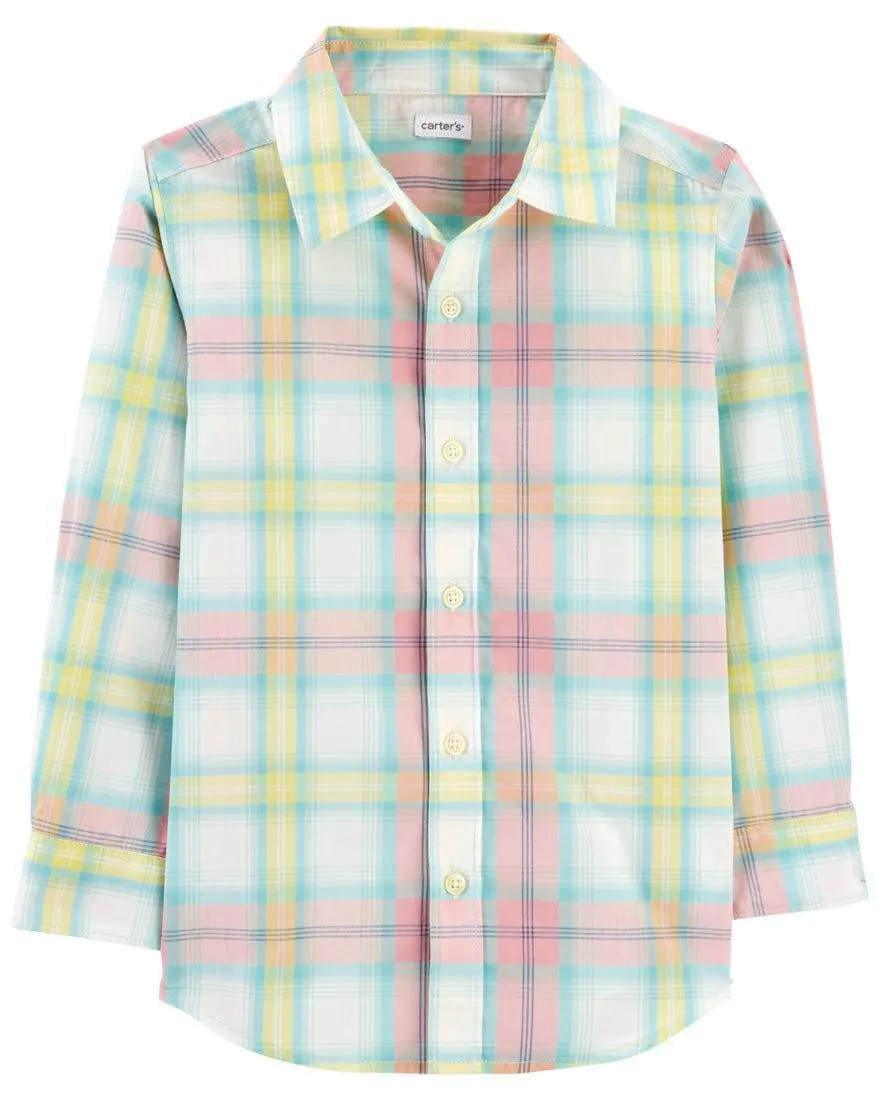 Plaid Button-Front Shirt