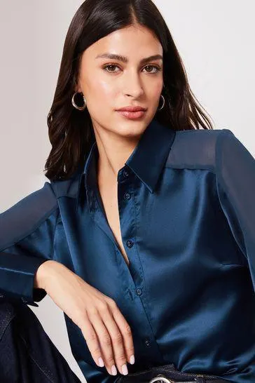 Lipsy Satin Sleeve Button Through Shirt