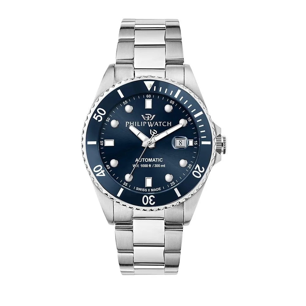 Philip Watch CARIBE 42MM AUTO 3H BLUE DIAL BR SS