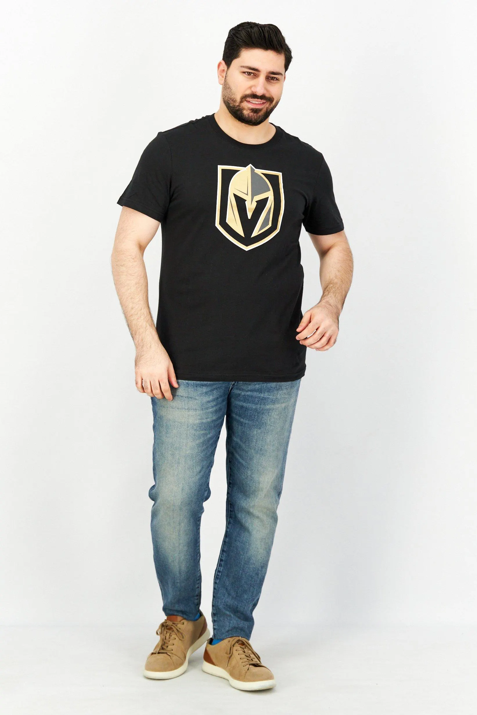 Men Crew Neck Short Sleeves Knights Value T-Shirt, Black
