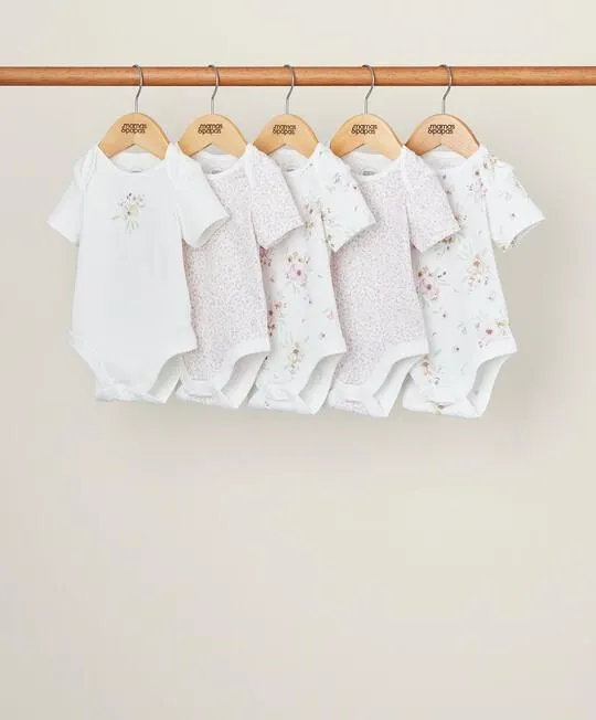 Flower Bodysuits (Set of 5) - Pink