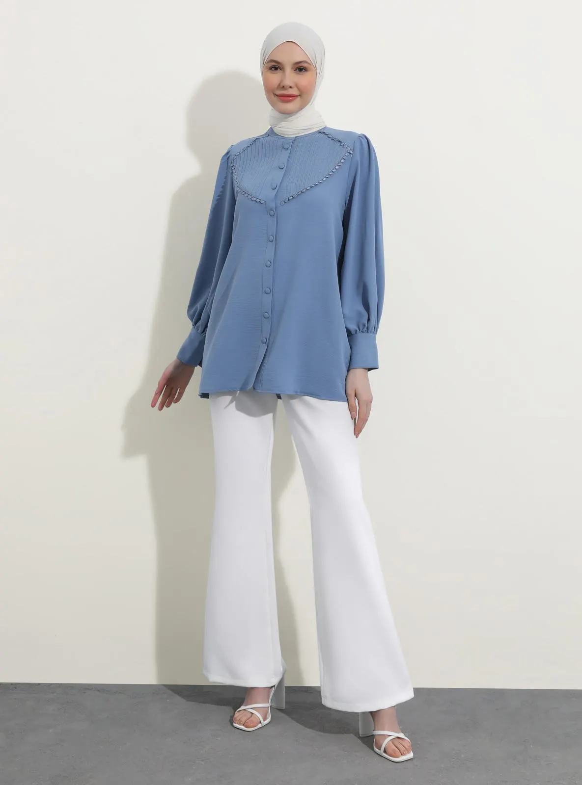 Blue - Button Collar - Tunic