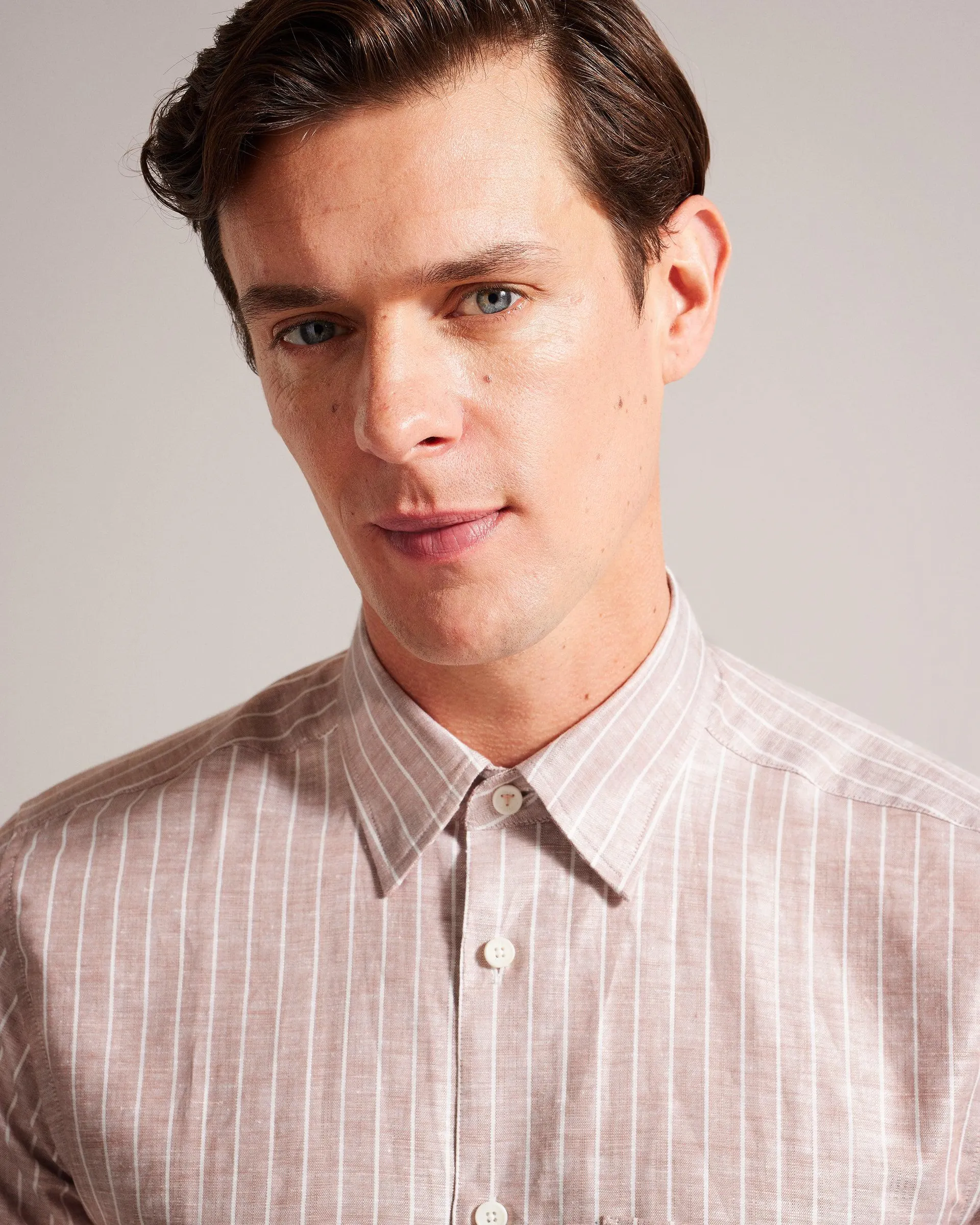 Short Sleeve Striped Linen Shirt