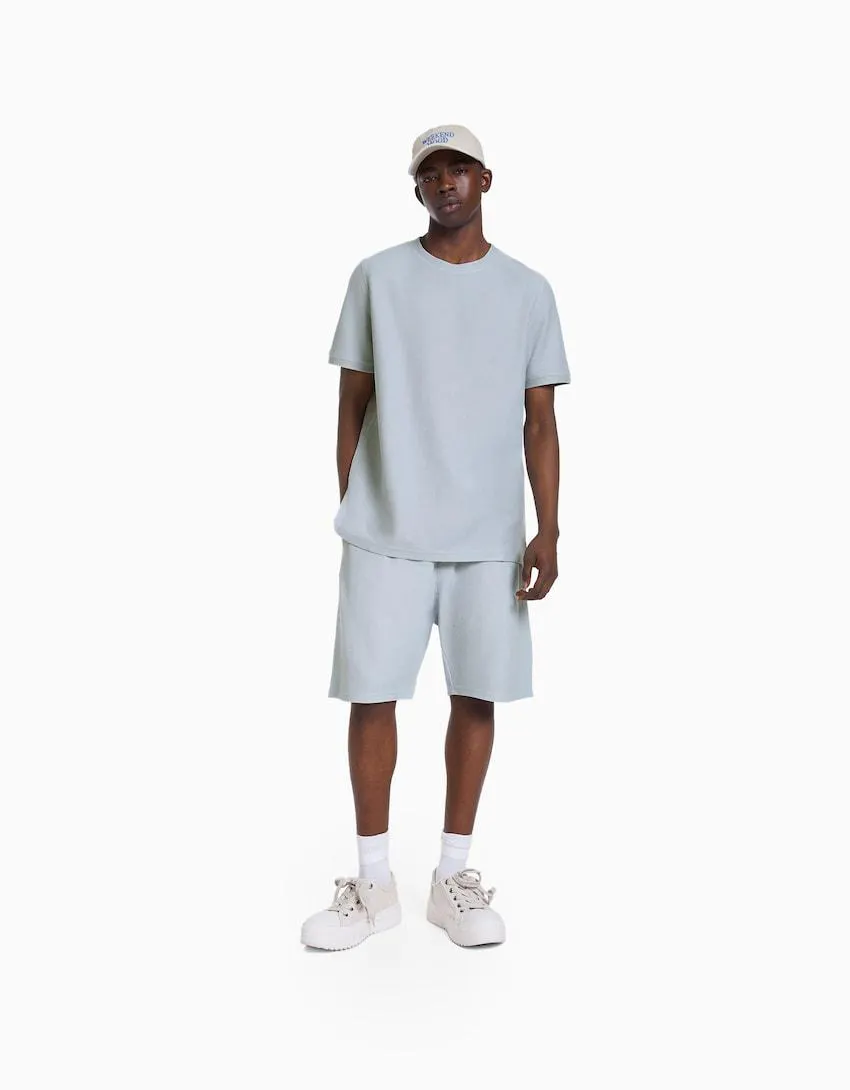 Textured relaxed fit Bermuda shorts