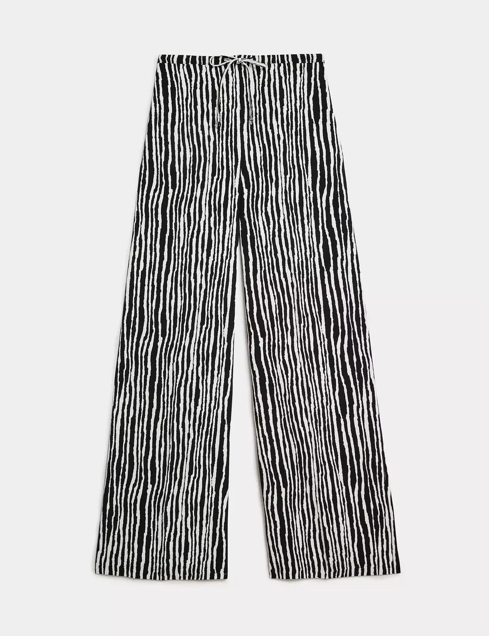 Striped Drawstring Wide Leg Trousers