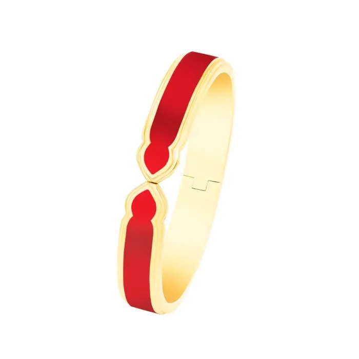 Casablanca Brass Bangle with Red Ceramic motif 11mm