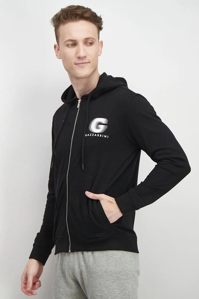 Men Hooded Brand Logo Sweatshirt, Black