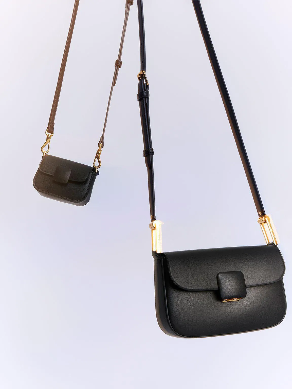 Micro Koa Square Push-Lock Bag - Black